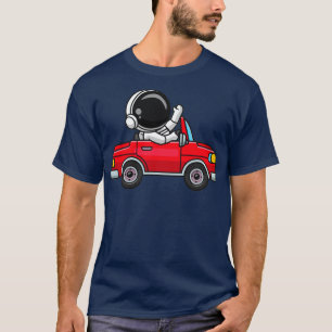 Cute Astronaut Driving Off Road Car Cartoon T-Shirt