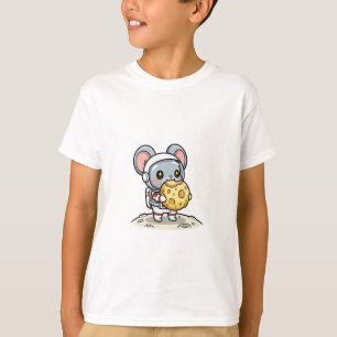 Cute Astronaut Mouse Holding Moon Rock Kids T-Shirt