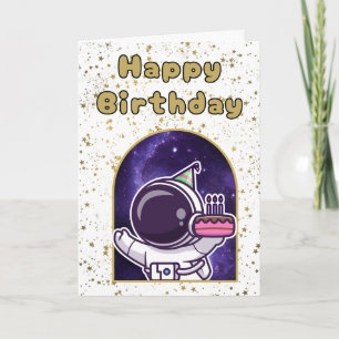 Cute Astronaut Outer Space Birthday Card for Kids