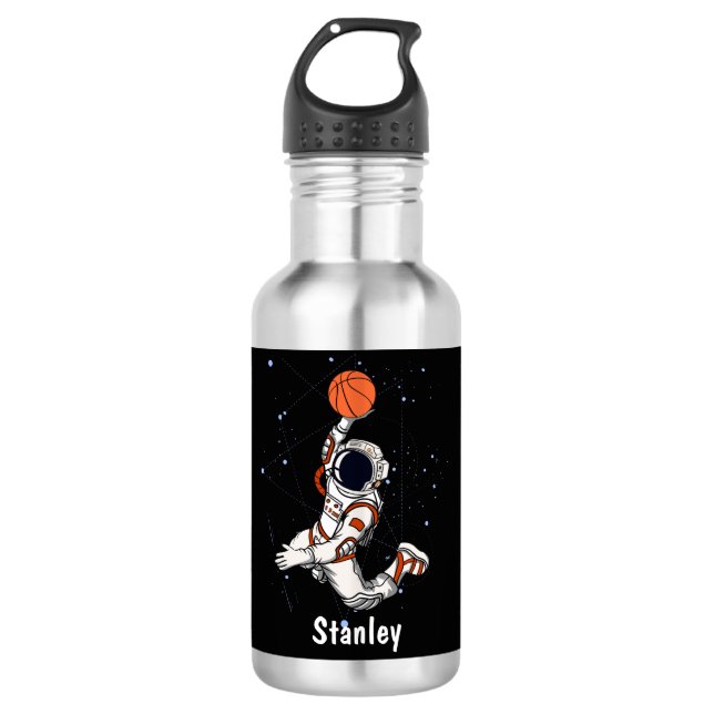 Cute Astronaut Outer Space Galaxy Basketball 532 Ml Water Bottle (Front)