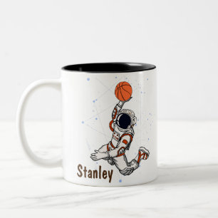 Cute Astronaut Outer Space Galaxy Basketball Two-Tone Coffee Mug