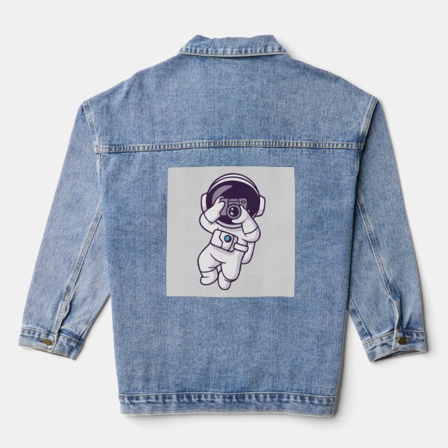Cute Astronaut  Personalised Denim  Jacket (Back)