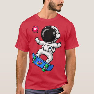 Cute Astronaut Playing Skateboard Cartoon1 T-Shirt