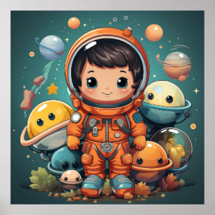 Cute astronaut poster