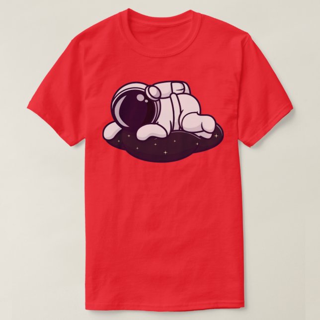 Cute Astronaut Sleeping On Space Cloud T-Shirt (Design Front)