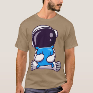 Cute Astronaut Sleeping With Pillow Cartoon T-Shirt