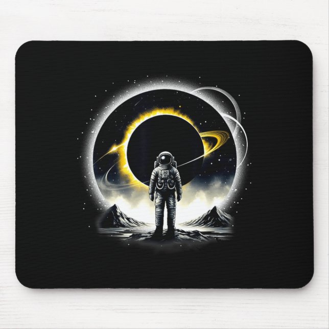 Cute Astronaut Space Eclipse Planet Science Mouse Mat (Front)