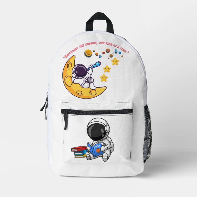 "Cute Astronaut Stars and Planets School Backpack (Front)