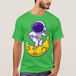 Cute Astronaut Surfing On Moon T-Shirt