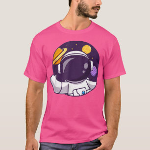 Cute Astronaut Waving Hand Space Hole Say Hellow T T-Shirt