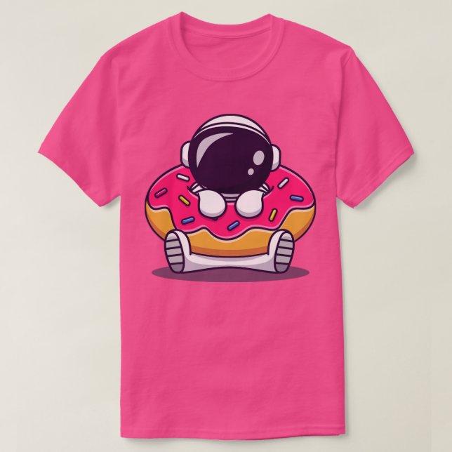 Cute Astronaut With Doughnut Cartoon1 T-Shirt (Design Front)