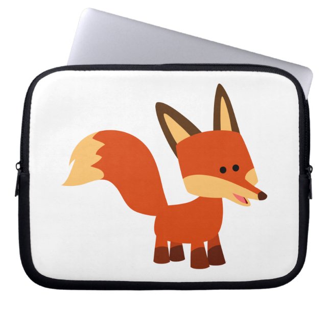 Cute Astute Cartoon Fox Laptop Sleeve (Front)