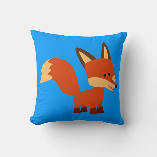 Cute Astute Cartoon Fox Throw Pillow (Front)
