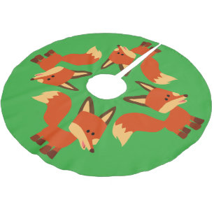 Cute Astute Cartoon Fox Tree Skirt