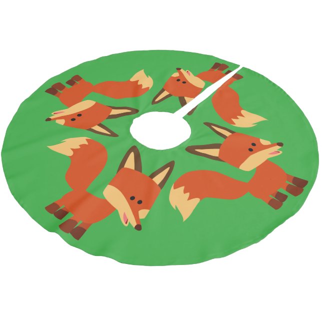 Cute Astute Cartoon Fox Tree Skirt (Angled)