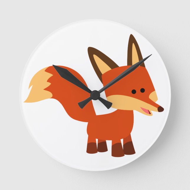 Cute Astute Cartoon Fox Wall Clock (Front)