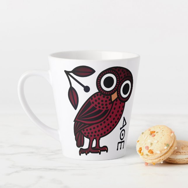 Cute Athenian Owl Coin Ancient Greek Latte Mug (In Situ)