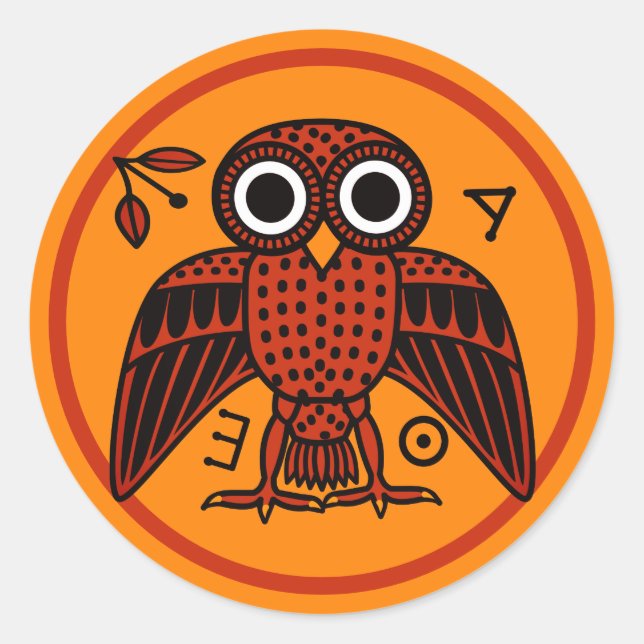 Cute Athenian Owl from Ancient Greece Classic Round Sticker (Front)
