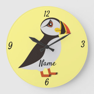 Cute Atlantic puffin design Thunder_Cove Large Clock