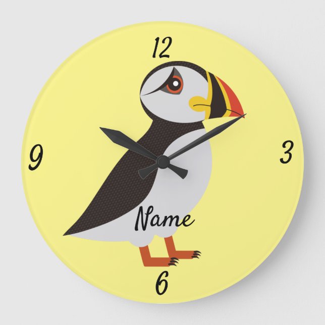 Cute Atlantic puffin design Thunder_Cove Large Clock (Front)