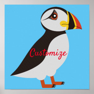 Cute Atlantic puffin design Thunder_Cove Poster