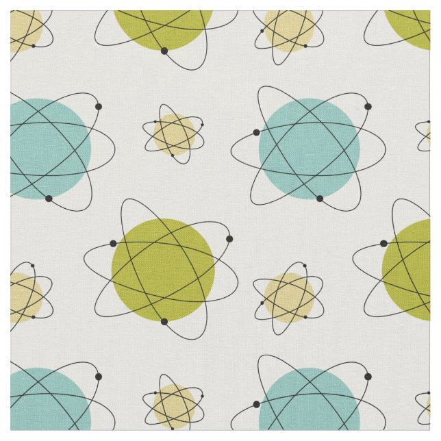 Cute Atomic Mid Century Modern Pattern Fabric (Close Up)