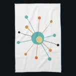 Cute Atomic Star Retro Turquoise Orange Midcentury Tea Towel<br><div class="desc">Add a pop of colour to your kitchen with this cute atomic star kitchen towel. It features a starburst in the colours of turquoise blue,  two shades of orange,  yellow,  and black. It's a great way to add a little fun to your kitchen decor!</div>