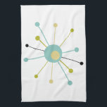 Cute Atomic Star Retro Turquoise Yellow Midcentury Tea Towel<br><div class="desc">Add a pop of colour to your kitchen with this cute atomic star kitchen towel. It features colours popular both in the mid 20th century as well as today - turquoise blue,  yellow,  olive green,  and black. It's a great way to add a little fun to your kitchen decor!</div>