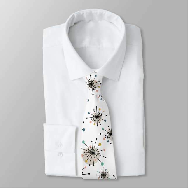 Cute Atomic Starburst Retro Mid Century Modern Tie (Tied)