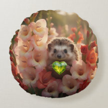 Cute August Hedgehog with Peridot Heart