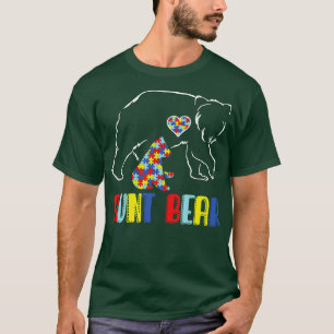 Cute Aunt Bear Autism Awareness Autistic Family T-Shirt