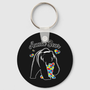 Cute Auntie Bear Au Awareness Autistic Family Key Ring