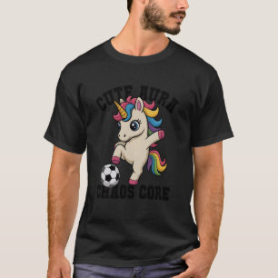 Cute Aura Soccer Unicorn Chaos Core Just Girl Who  T-Shirt