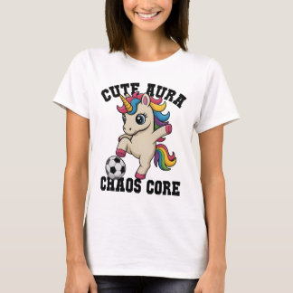 Cute Aura Soccer Unicorn Chaos Core Just Girl Who  T-Shirt