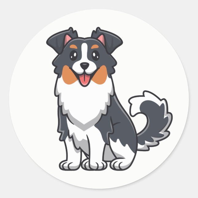 Cute Aussie Puppy Dog Lover Australian Shepherd  Classic Round Sticker (Front)