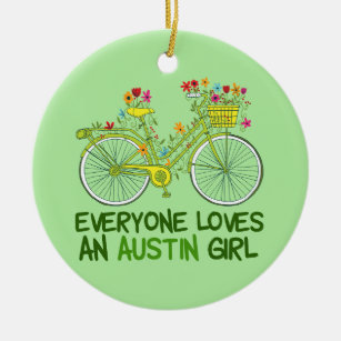 Cute Austin Girl Bicycle Ceramic Tree Decoration