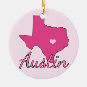 Cute Austin Texas Girl Pink Ceramic Tree Decoration