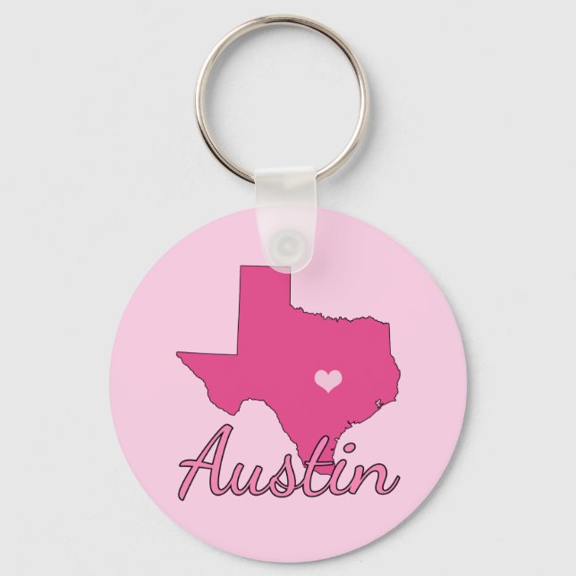 Cute Austin Texas Girl Pink Key Ring (Front)
