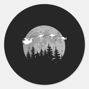 Cute Australia Kangaroo Santa Sleigh Aussie Christ Classic Round Sticker