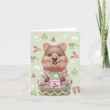 Cute Australian Animal Christmas Card - Quokka