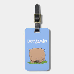 Cute Australian baby wombat cartoon illustration Luggage Tag
