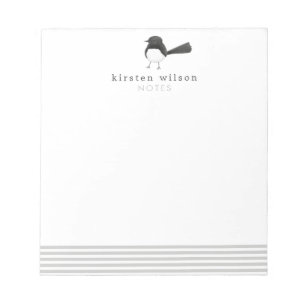 Cute Australian Bird: Willie Wagtail Personalised  Notepad