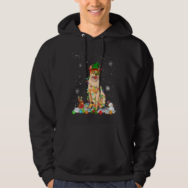 Cute Australian Cattle Dog Elf Hat Christmas Light Hoodie (Front)