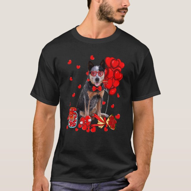 Cute Australian Cattle Dog Heart Valentine's Day D T-Shirt (Front)