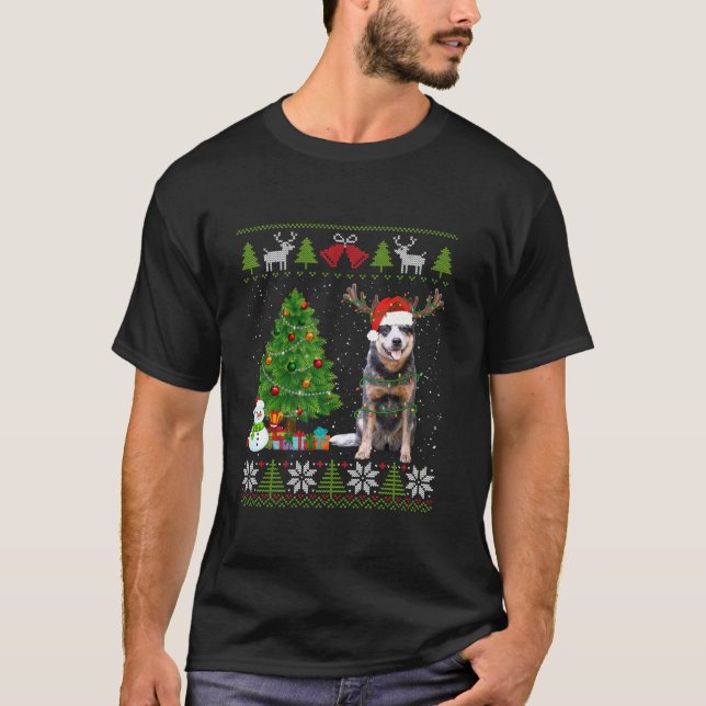 Cute Australian Cattle Dog Santa Hat Ugly Sweater  (Front)