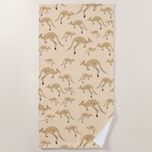Cute Australian Kangaroo Pattern  Beach Towel