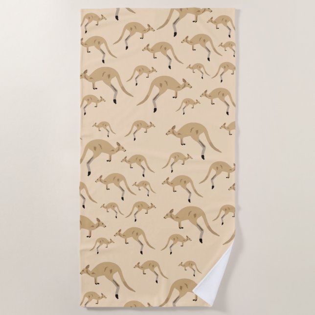 Cute Australian Kangaroo Pattern  Beach Towel (Front)