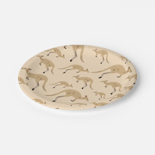 Cute Australian Kangaroo Pattern Paper Plate (Angled)