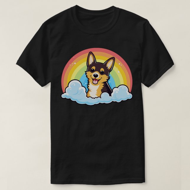Cute Australian Kelpie Rainbow Cloud Kawaii Dog Ha T-Shirt (Design Front)