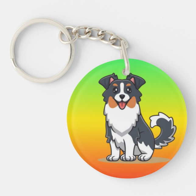Cute Australian Shepherd-23144 Key Ring (Front)